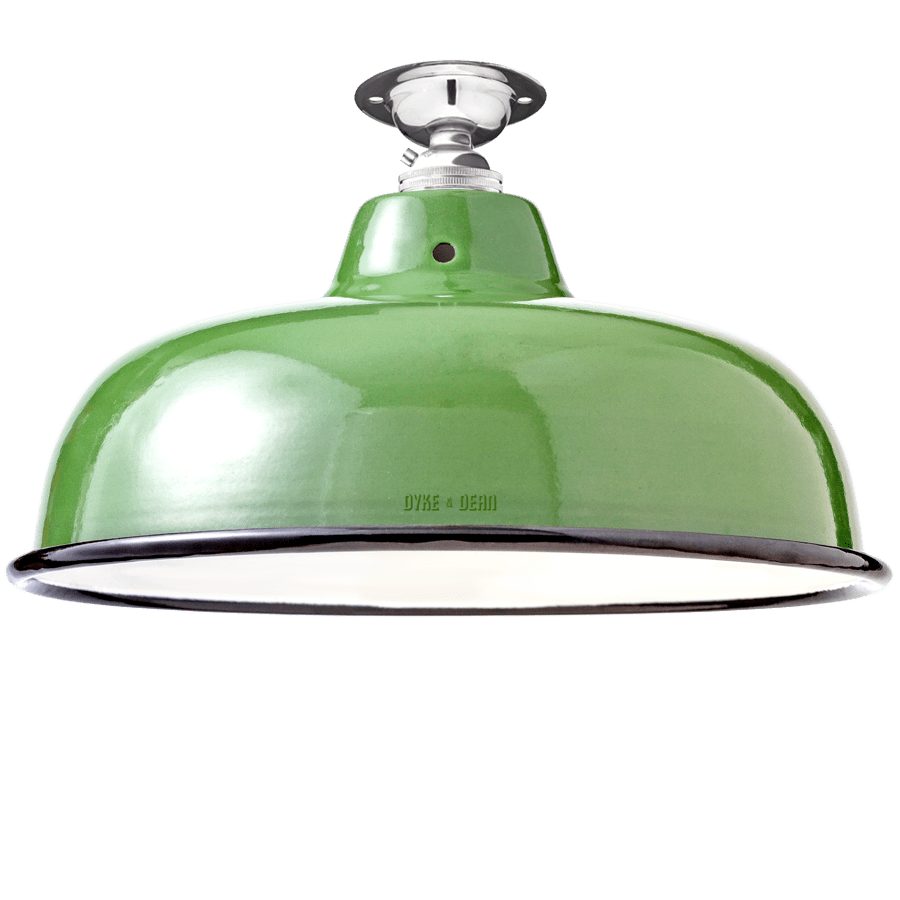 FIXED NECK VENT GREEN ENAMEL SHADE - DYKE & DEAN