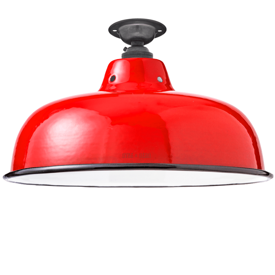 FIXED NECK VENT RED ENAMEL SHADE - DYKE & DEAN