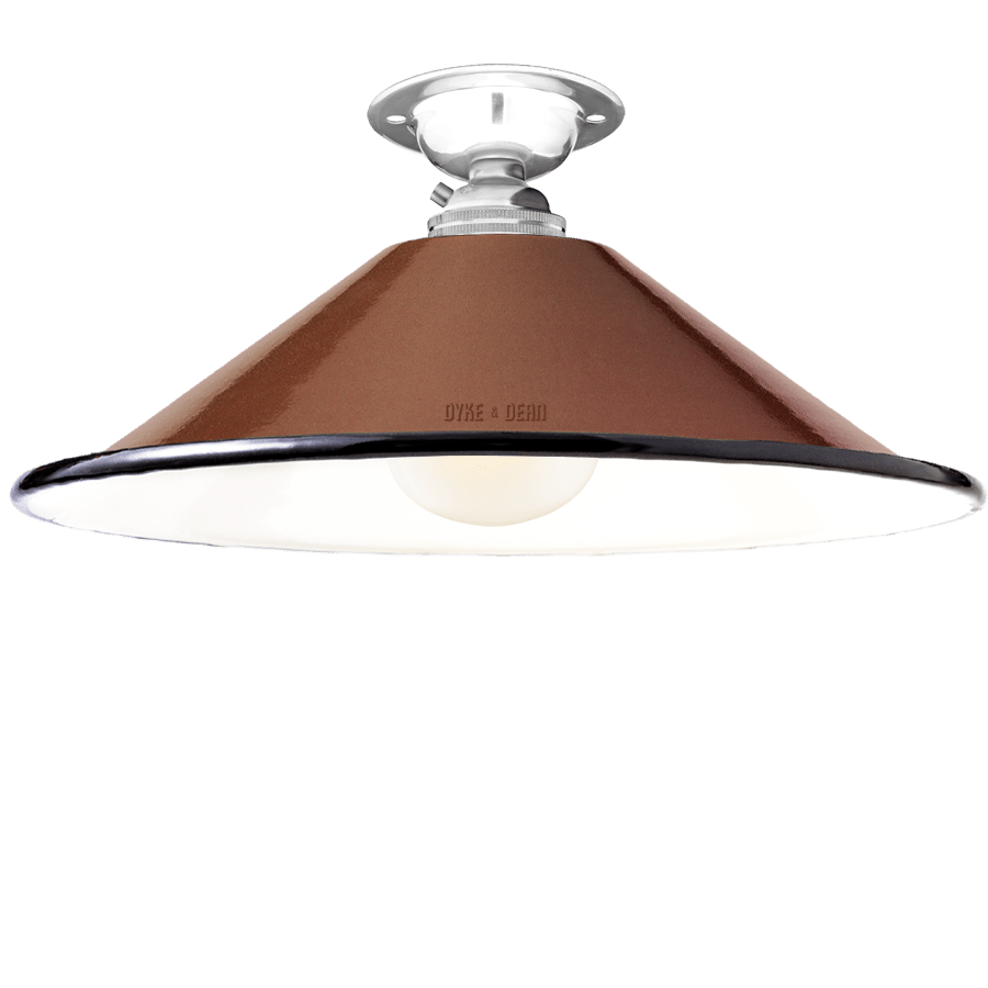FIXED SMALL BROWN ENAMEL CONE SHADE - DYKE & DEAN