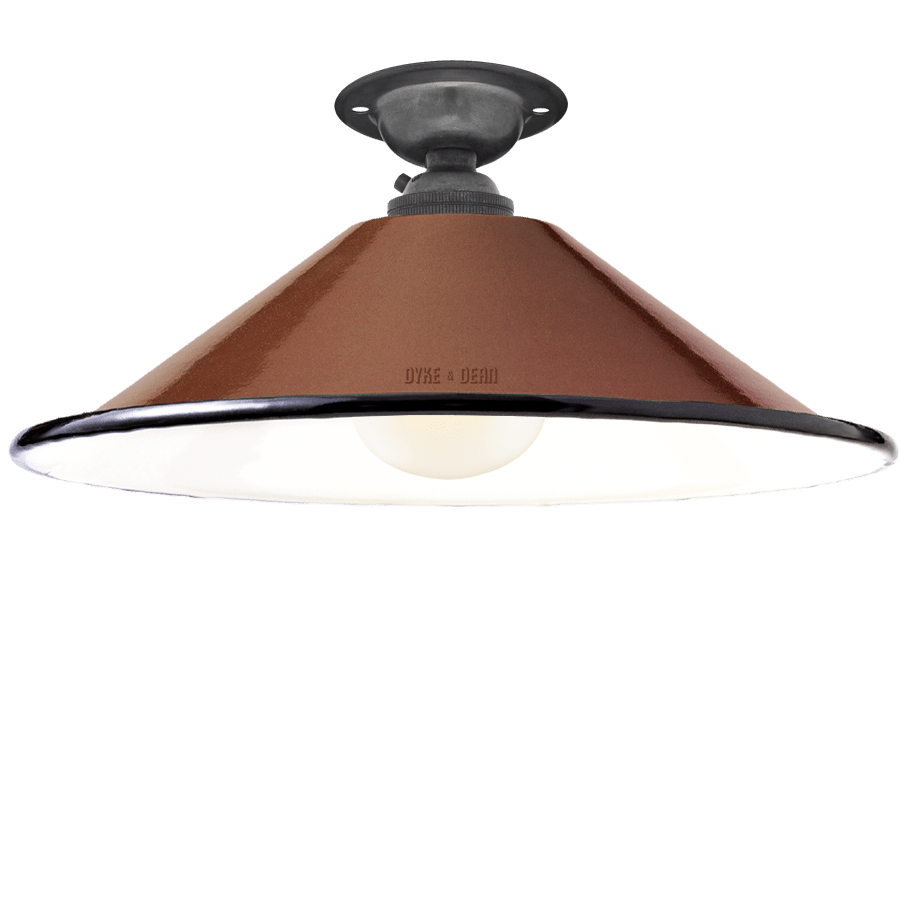 FIXED SMALL BROWN ENAMEL CONE SHADE - DYKE & DEAN