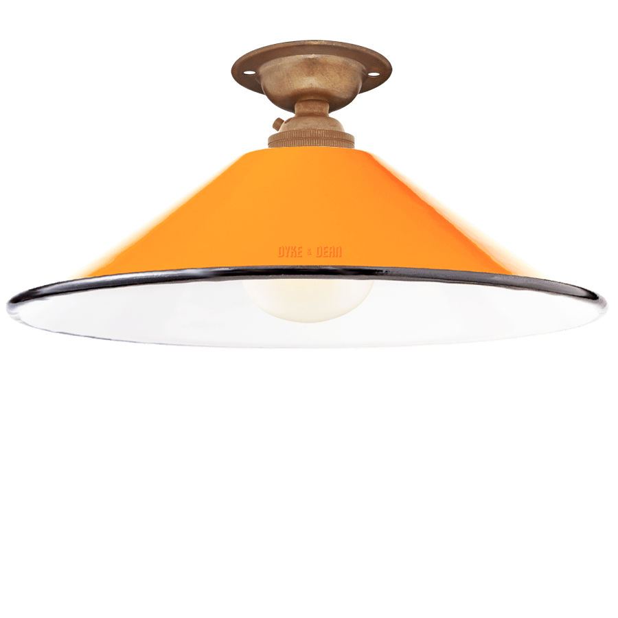 FIXED SMALL ORANGE ENAMEL CONE SHADE - DYKE & DEAN