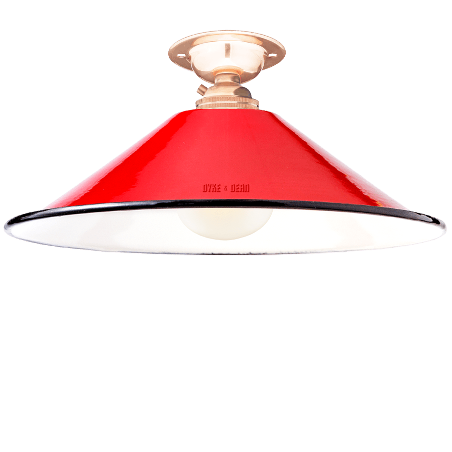 FIXED SMALL RED ENAMEL CONE SHADE - DYKE & DEAN