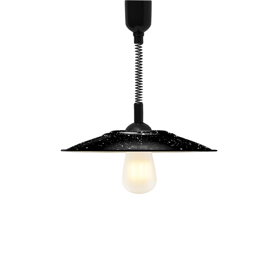 FLAT BLACK SPECKLED ENAMEL RETRACTABLE CORD LIGHT - DYKE & DEAN