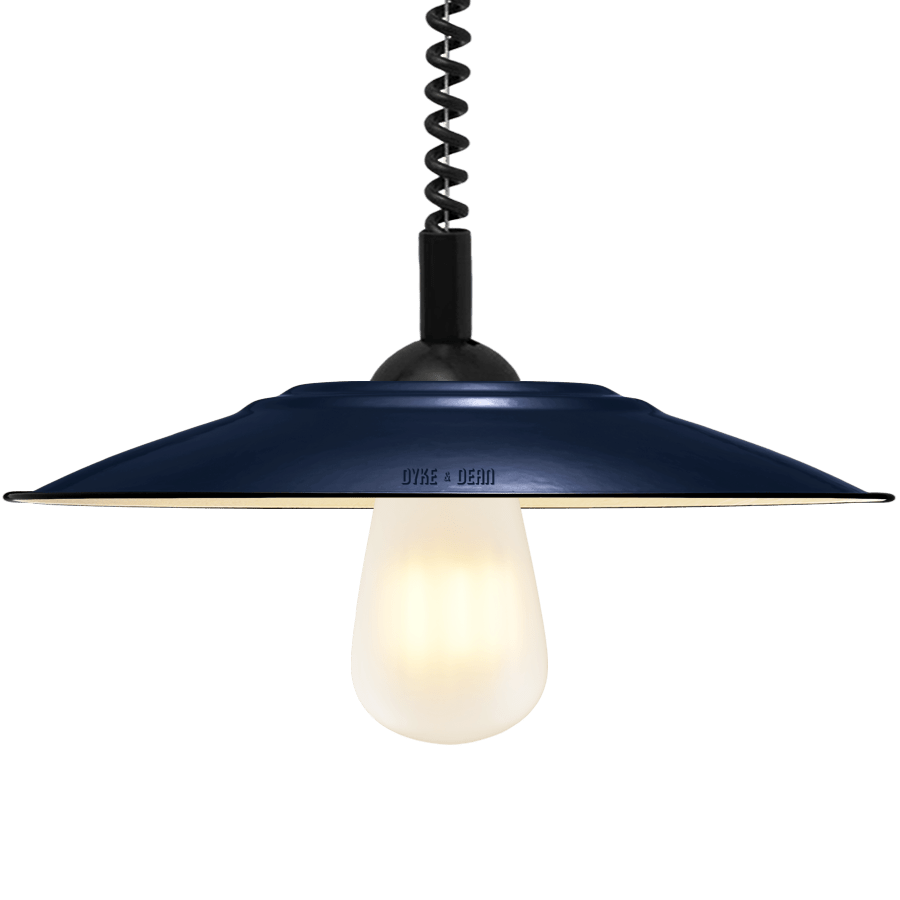 FLAT BLUE ENAMEL RETRACTABLE CORD LIGHT - DYKE & DEAN