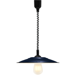 FLAT BLUE ENAMEL RETRACTABLE CORD LIGHT - DYKE & DEAN