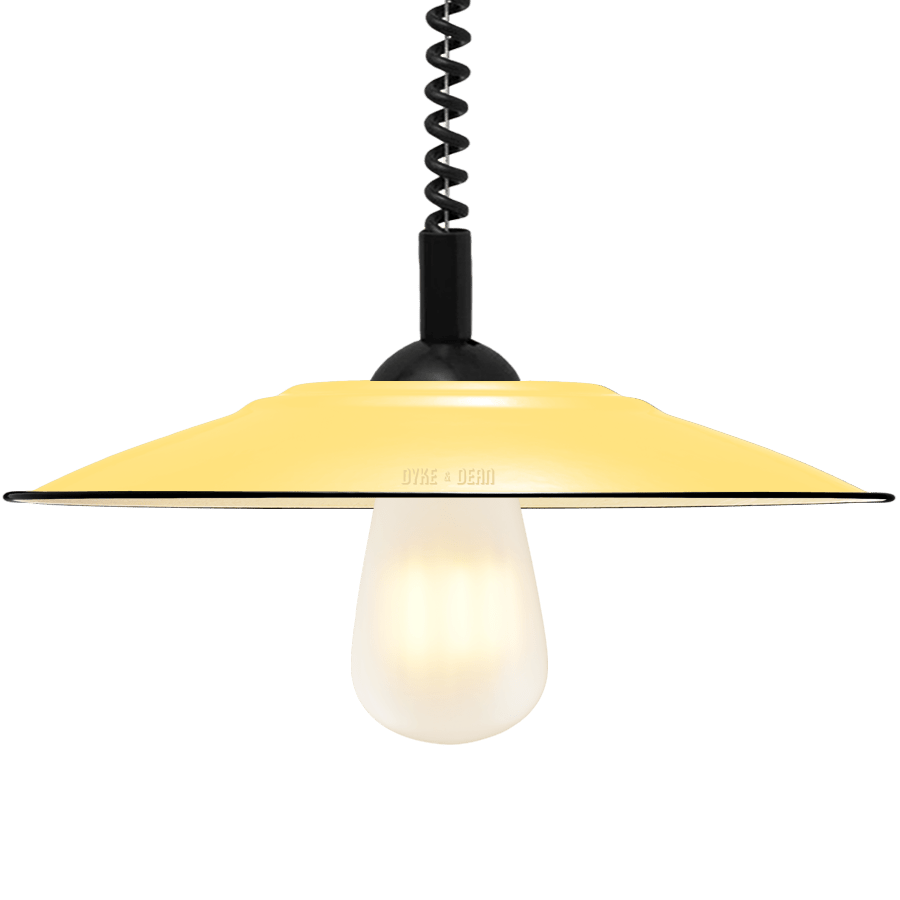 FLAT CUSTARD ENAMEL RETRACTABLE CORD LIGHT - DYKE & DEAN