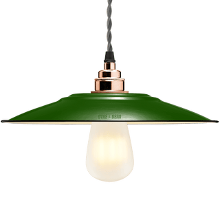 FLAT GREEN ENAMEL SHADE - DYKE & DEAN