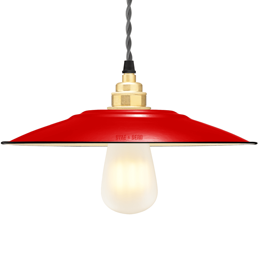 FLAT RED ENAMEL SHADE - DYKE & DEAN