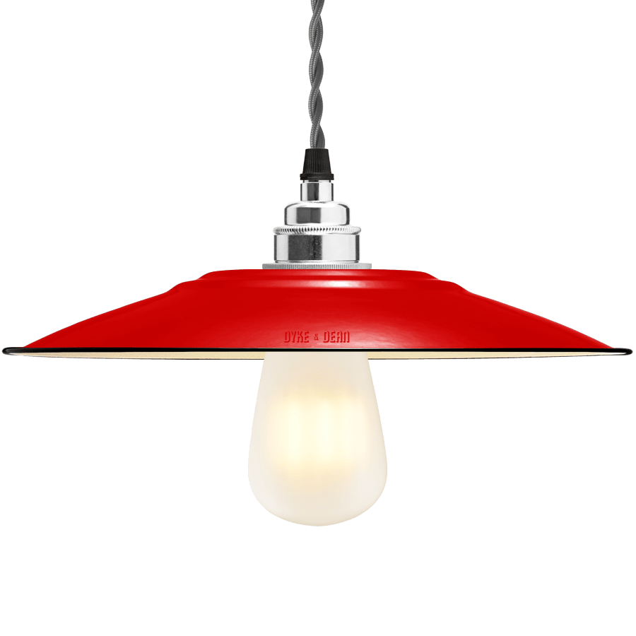 FLAT RED ENAMEL SHADE - DYKE & DEAN