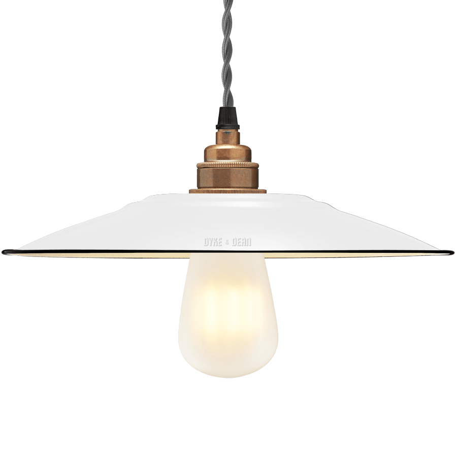 FLAT WHITE ENAMEL SHADE - DYKE & DEAN