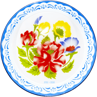 FLOWER ENAMEL TRAY BLUE LARGE - DYKE & DEAN