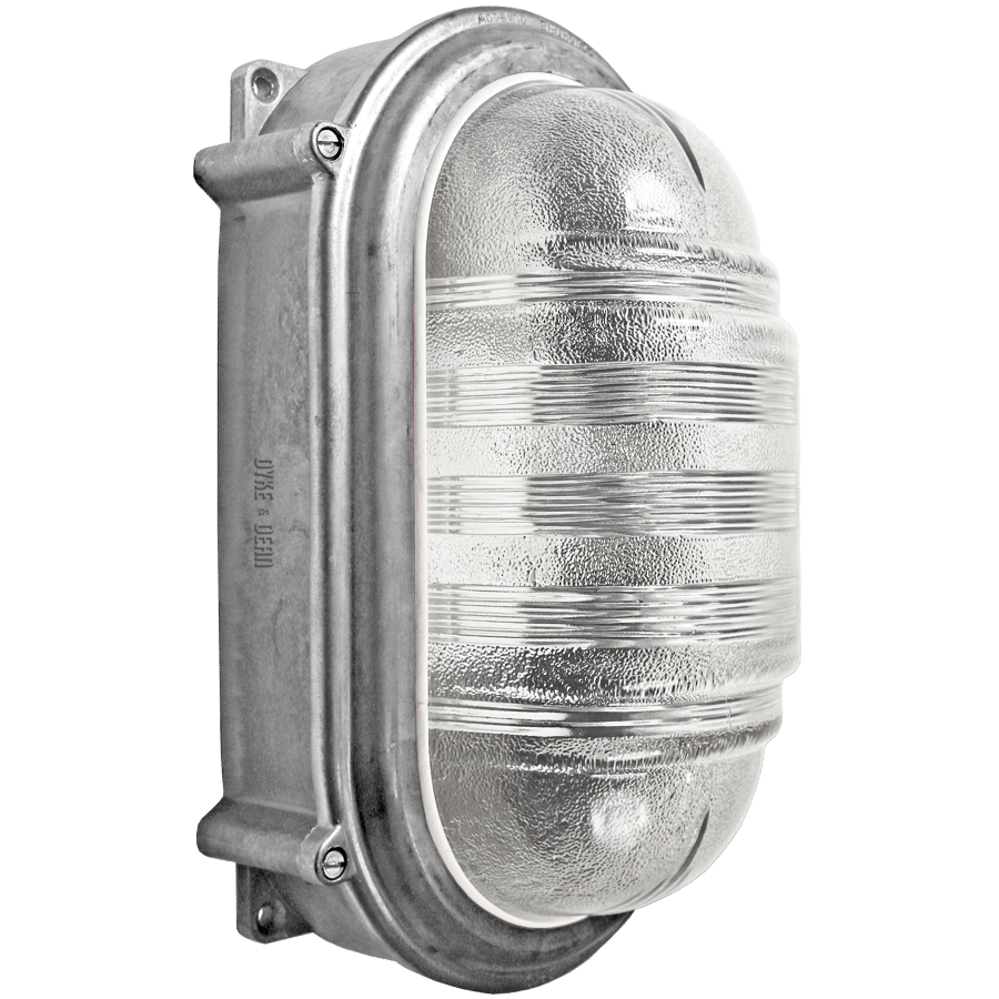 LARGE CAST OVAL BULKHEAD LAMP - DYKE & DEAN