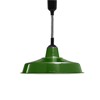 LARGE GREEN ENAMEL RETRACTABLE CORD LIGHT - DYKE & DEAN