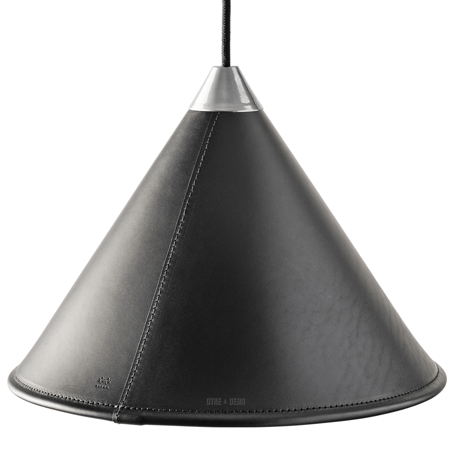 LEATHER CONE LAMP BLACK - DYKE & DEAN