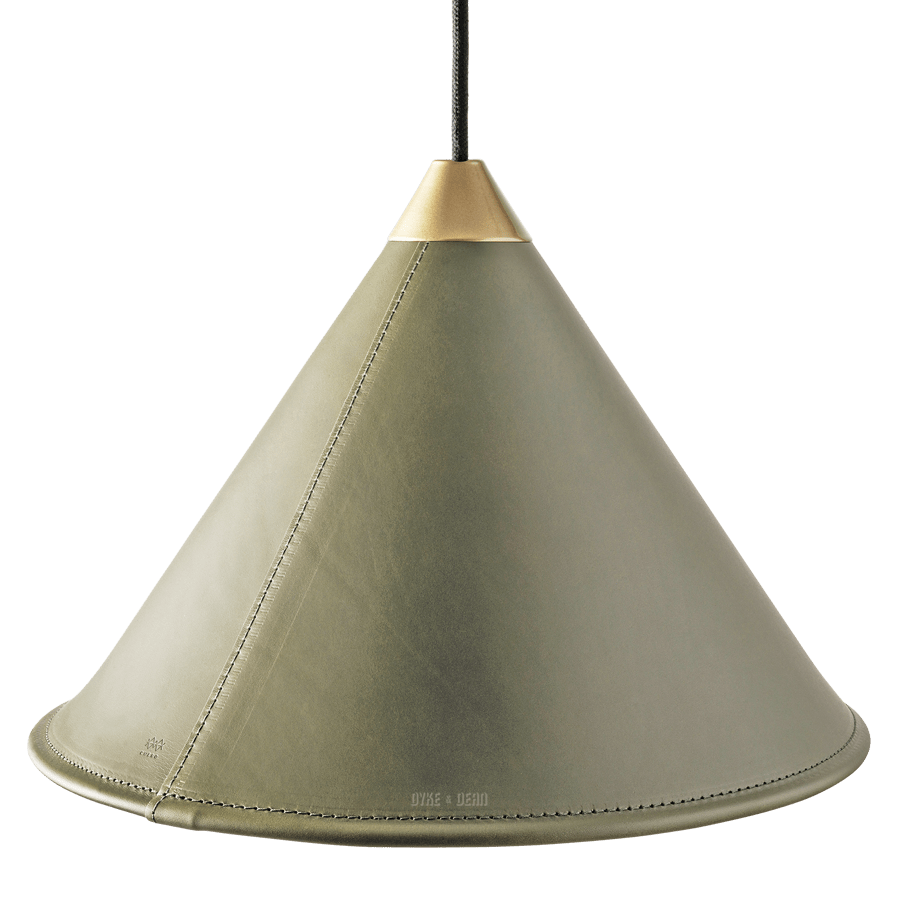 LEATHER CONE LAMP GREEN GRASS - DYKE & DEAN