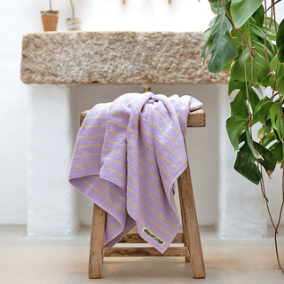 NARAM BATH TOWELS LILAC & NEON YELLOW - DYKE & DEAN