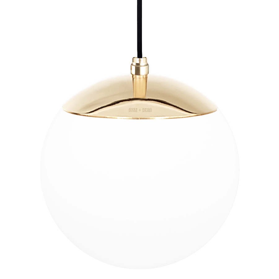 OPAL GLOBE PENDANT BRASS 200mm - DYKE & DEAN