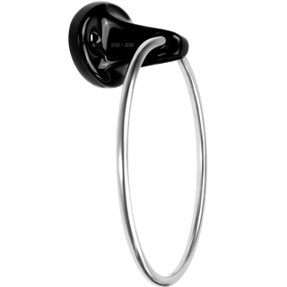 PORCELAIN TOWEL RING HANGER BLACK - DYKE & DEAN