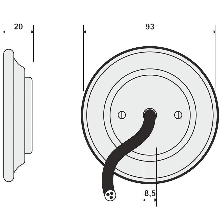 PORCELAIN WALL CABLE GLAND SOCKET SALMON - DYKE & DEAN