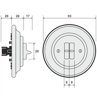 PORCELAIN WALL LIGHT SWITCH AZURE 2 TOGGLE - DYKE & DEAN