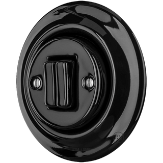 PORCELAIN WALL LIGHT SWITCH BLACK DOUBLE - DYKE & DEAN