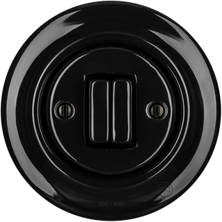 PORCELAIN WALL LIGHT SWITCH BLACK DOUBLE - DYKE & DEAN