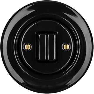 PORCELAIN WALL LIGHT SWITCH BLACK DOUBLE - DYKE & DEAN
