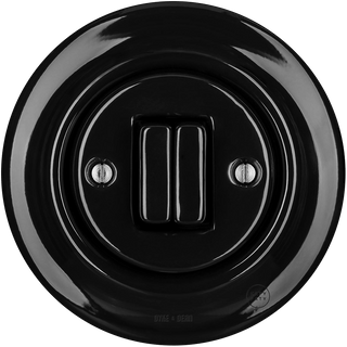 PORCELAIN WALL LIGHT SWITCH BLACK DOUBLE - DYKE & DEAN