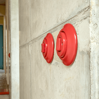 PORCELAIN WALL LIGHT SWITCH BRICK RED DOUBLE - DYKE & DEAN