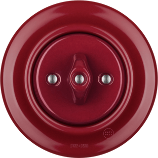 PORCELAIN WALL LIGHT SWITCH BURGUNDY ROTARY - DYKE & DEAN