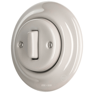 PORCELAIN WALL LIGHT SWITCH CAPPUCCINO SLIM BUTTON - DYKE & DEAN