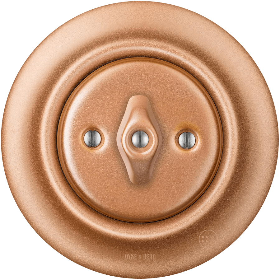 PORCELAIN WALL LIGHT SWITCH COPPER ROTARY - DYKE & DEAN