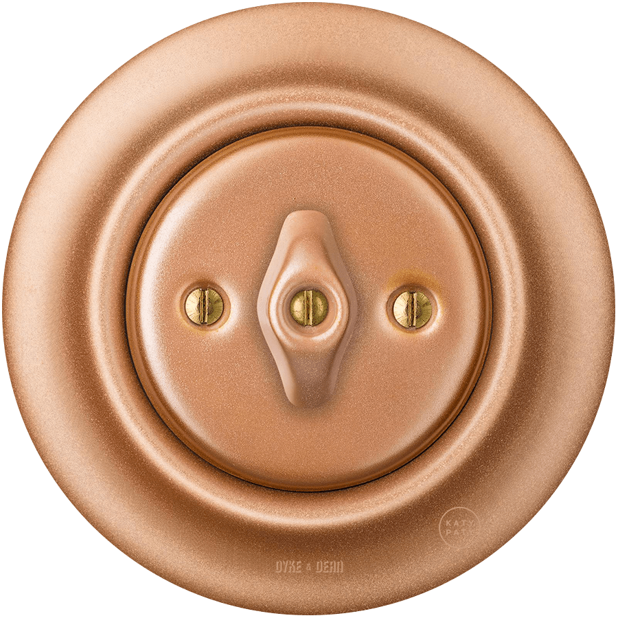 PORCELAIN WALL LIGHT SWITCH COPPER ROTARY - DYKE & DEAN