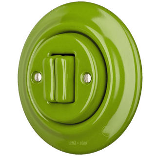 PORCELAIN WALL LIGHT SWITCH GREEN DOUBLE - DYKE & DEAN