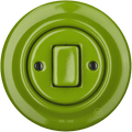 PORCELAIN WALL LIGHT SWITCH GREEN FAT BUTTON - DYKE & DEAN