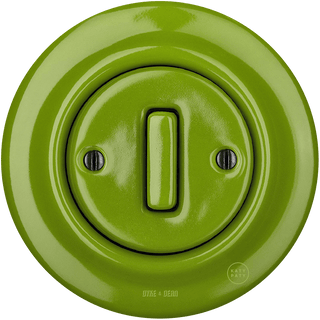 PORCELAIN WALL LIGHT SWITCH GREEN SLIM BUTTON - DYKE & DEAN