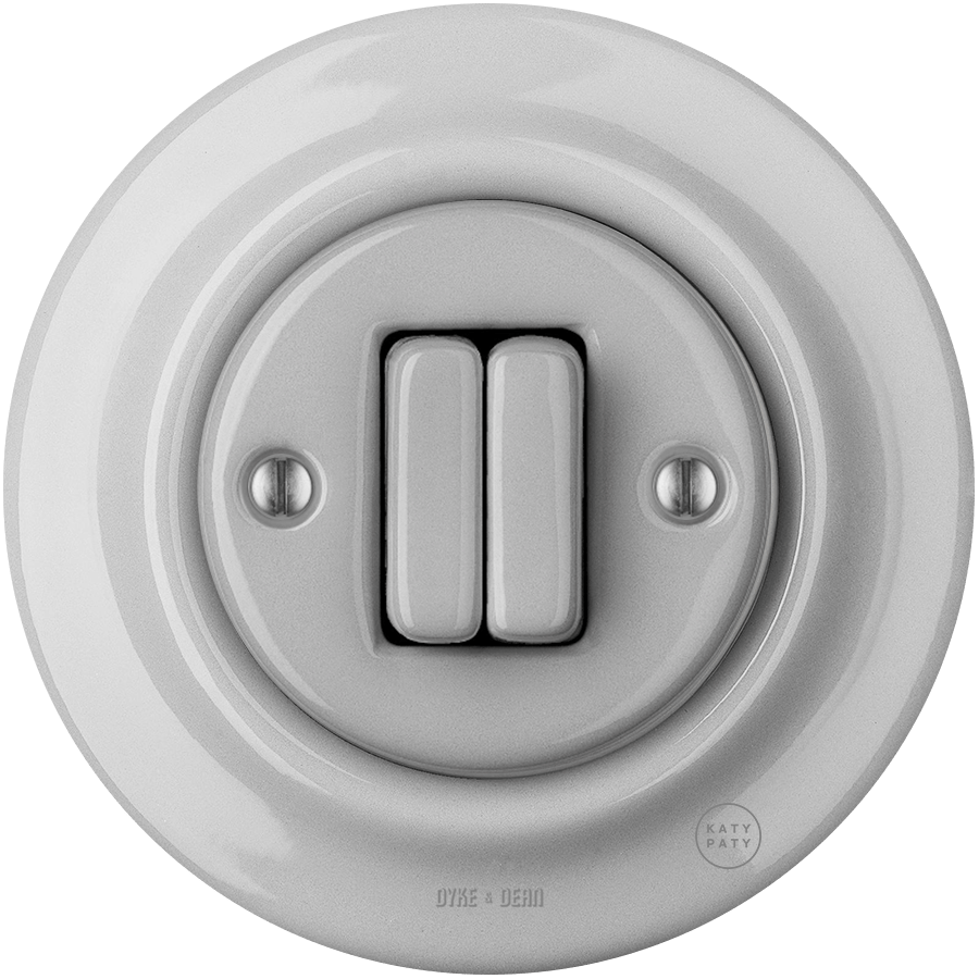 PORCELAIN WALL LIGHT SWITCH GREY DOUBLE - DYKE & DEAN