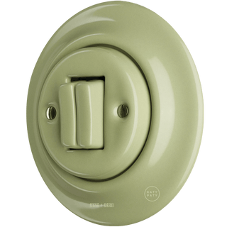 PORCELAIN WALL LIGHT SWITCH MOSS GREEN DOUBLE - DYKE & DEAN