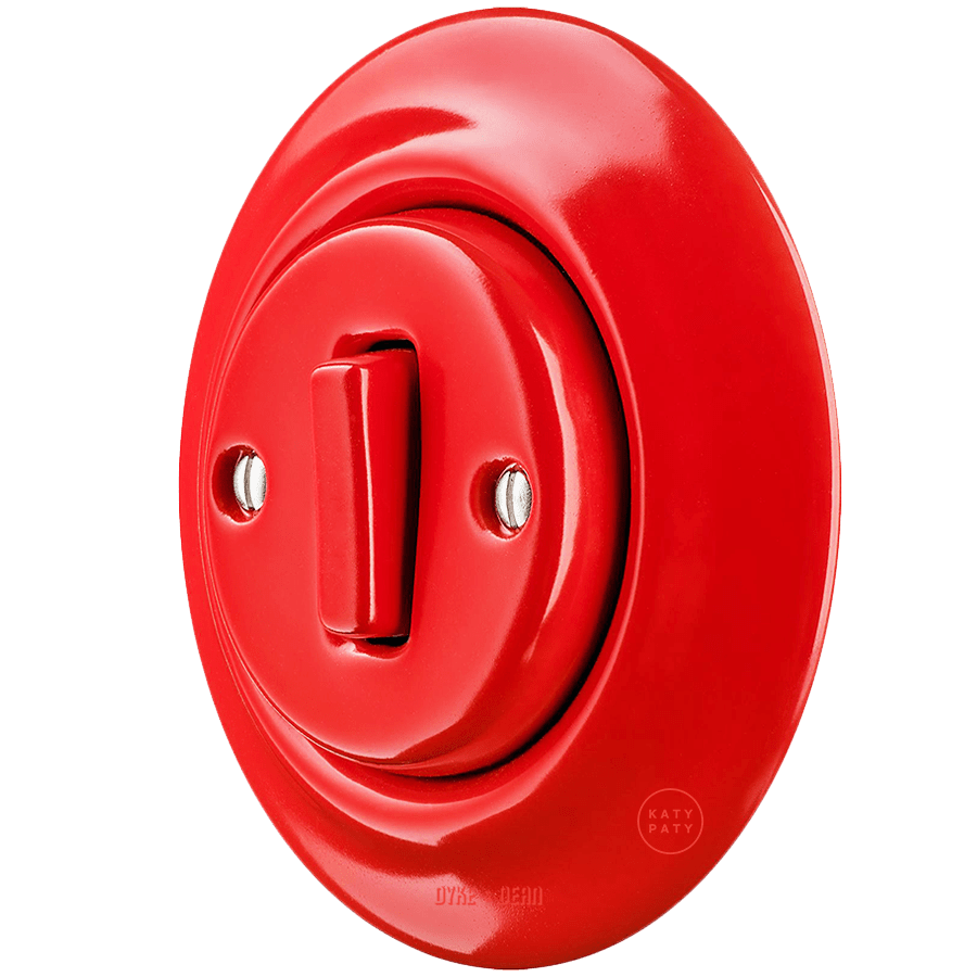 PORCELAIN WALL LIGHT SWITCH RED SLIM BUTTON - DYKE & DEAN