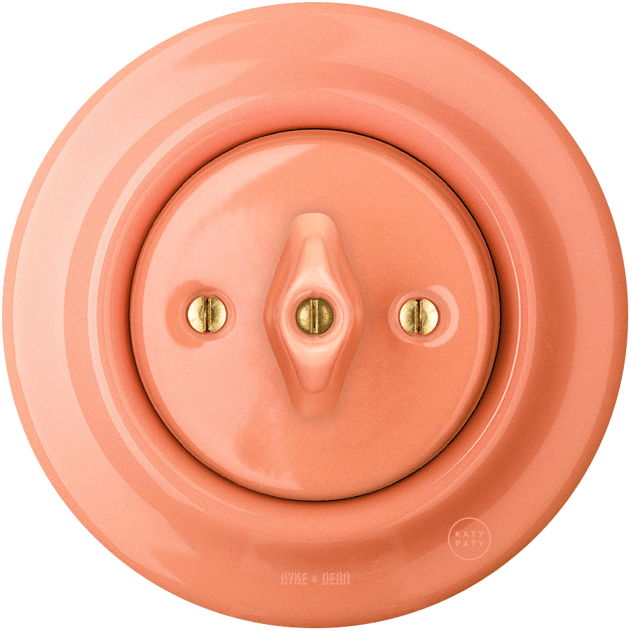 PORCELAIN WALL LIGHT SWITCH SALMON ROTARY - DYKE & DEAN