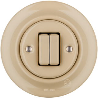 PORCELAIN WALL LIGHT SWITCH SAND DOUBLE - DYKE & DEAN