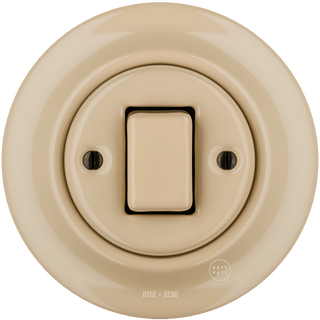 PORCELAIN WALL LIGHT SWITCH SAND FAT BUTTON - DYKE & DEAN