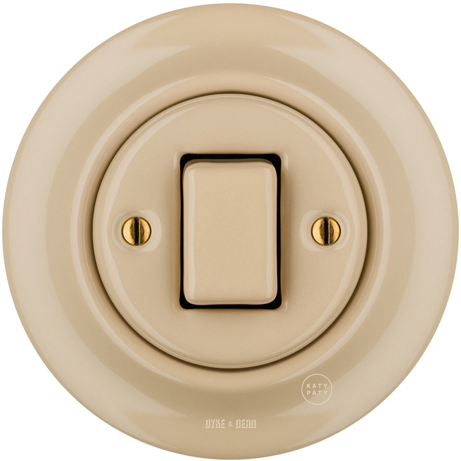 PORCELAIN WALL LIGHT SWITCH SAND FAT BUTTON - DYKE & DEAN