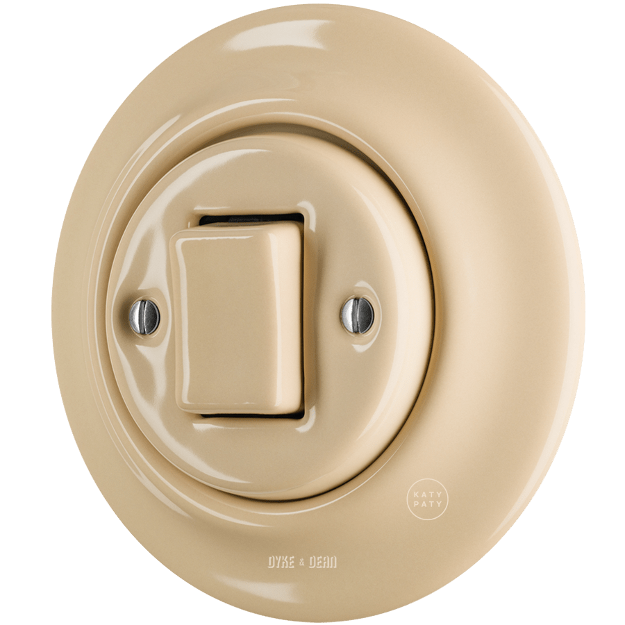 PORCELAIN WALL LIGHT SWITCH SAND FAT BUTTON - DYKE & DEAN