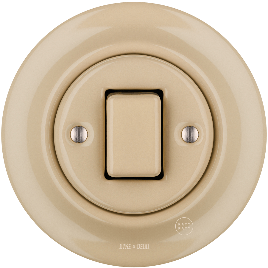 PORCELAIN WALL LIGHT SWITCH SAND FAT BUTTON - DYKE & DEAN