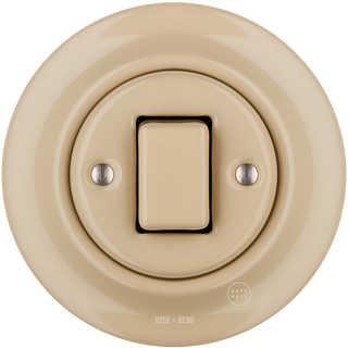 PORCELAIN WALL LIGHT SWITCH SAND FAT BUTTON - DYKE & DEAN