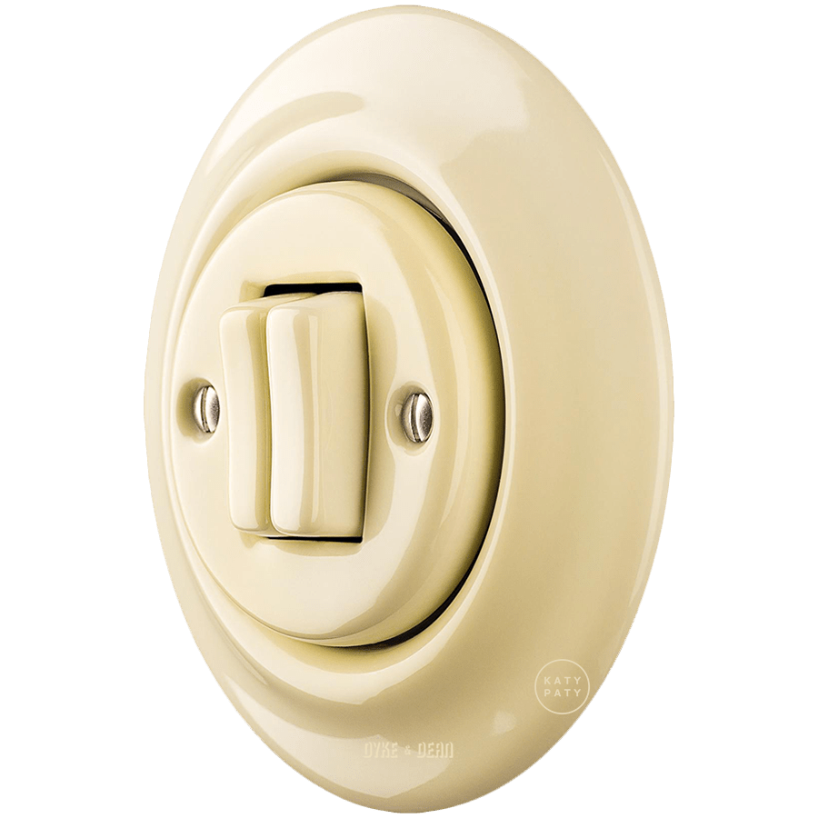 PORCELAIN WALL LIGHT SWITCH VANILLA DOUBLE - DYKE & DEAN