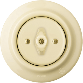 PORCELAIN WALL LIGHT SWITCH VANILLA ROTARY - DYKE & DEAN