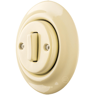 PORCELAIN WALL LIGHT SWITCH VANILLA SLIM BUTTON - DYKE & DEAN