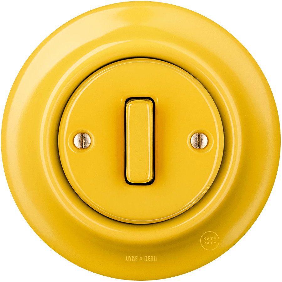 PORCELAIN WALL LIGHT SWITCH YELLOW SLIM BUTTON - DYKE & DEAN